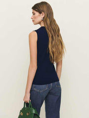 Reformation Marta Regenerative Merino Sweater Tank - Navy