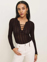 Reformation Nadia Regenerative Merino Lace Up Sweater - Mole