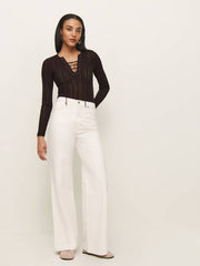 Reformation Nadia Regenerative Merino Lace Up Sweater - Mole