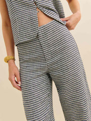 Reformation Joni Linen Cropped Pant - Remy Check
