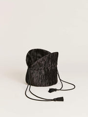 Reformation Aphrodite Pleated Pouch - Plisse Black Satin