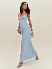 Reformation Britney Satin Dress - Blue Mist