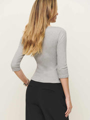 Reformation Kacey Knit Top - Heather Grey