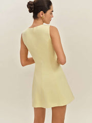 Reformation Ava Heavy Knit Dress - Lemon