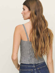 Reformation Hattie Linen Top - Remy Check