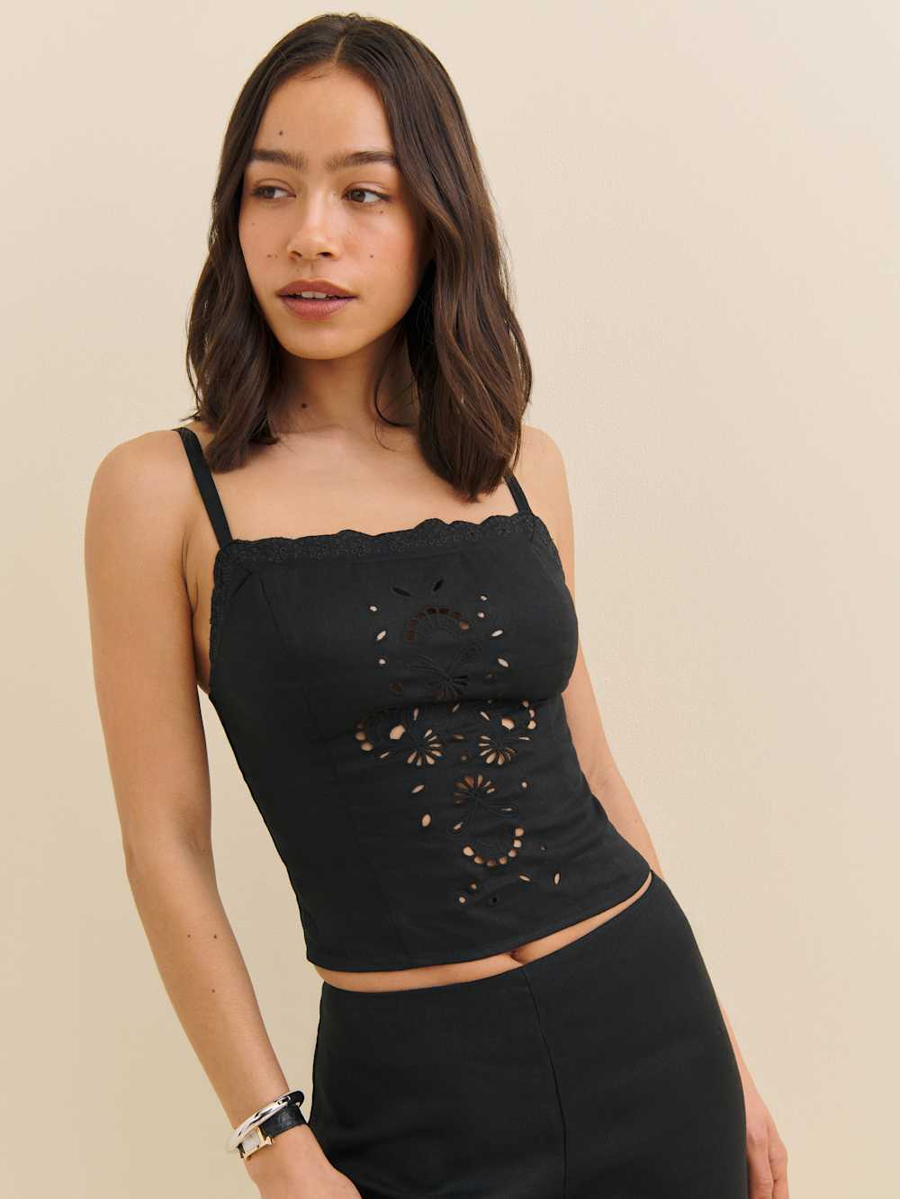 Reformation Eva Linen Top - Black