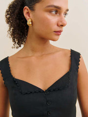 Reformation Viola Linen Top - Black