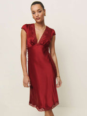 Reformation Florence Silk Dress - Sangre