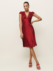 Reformation Florence Silk Dress - Sangre