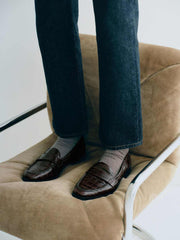 Reformation Kaylee Loafer - Dark Chocolate Croc