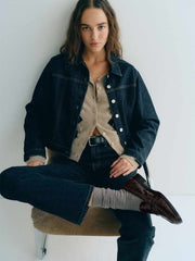 Reformation Kaylee Loafer - Dark Chocolate Croc