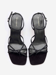 Reformation Gen Heeled Sandal - Black Snake Suede