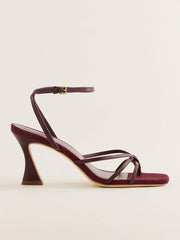Reformation Gen Heeled Sandal - Wine Snake Suede
