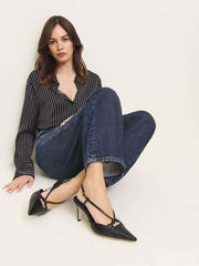 Reformation Patty Slingback Heel - Black Croc