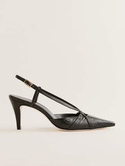 Reformation Patty Slingback Heel - Black Croc