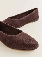 Reformation Maren Ballet Flat - Espresso Suede