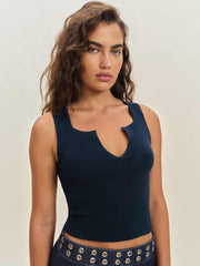 Reformation Rylie Cotton Sweater Tank - Navy