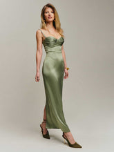 Reformation Stormi Satin Dress - Artichoke
