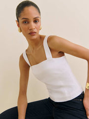 Reformation Darci Linen Top - White