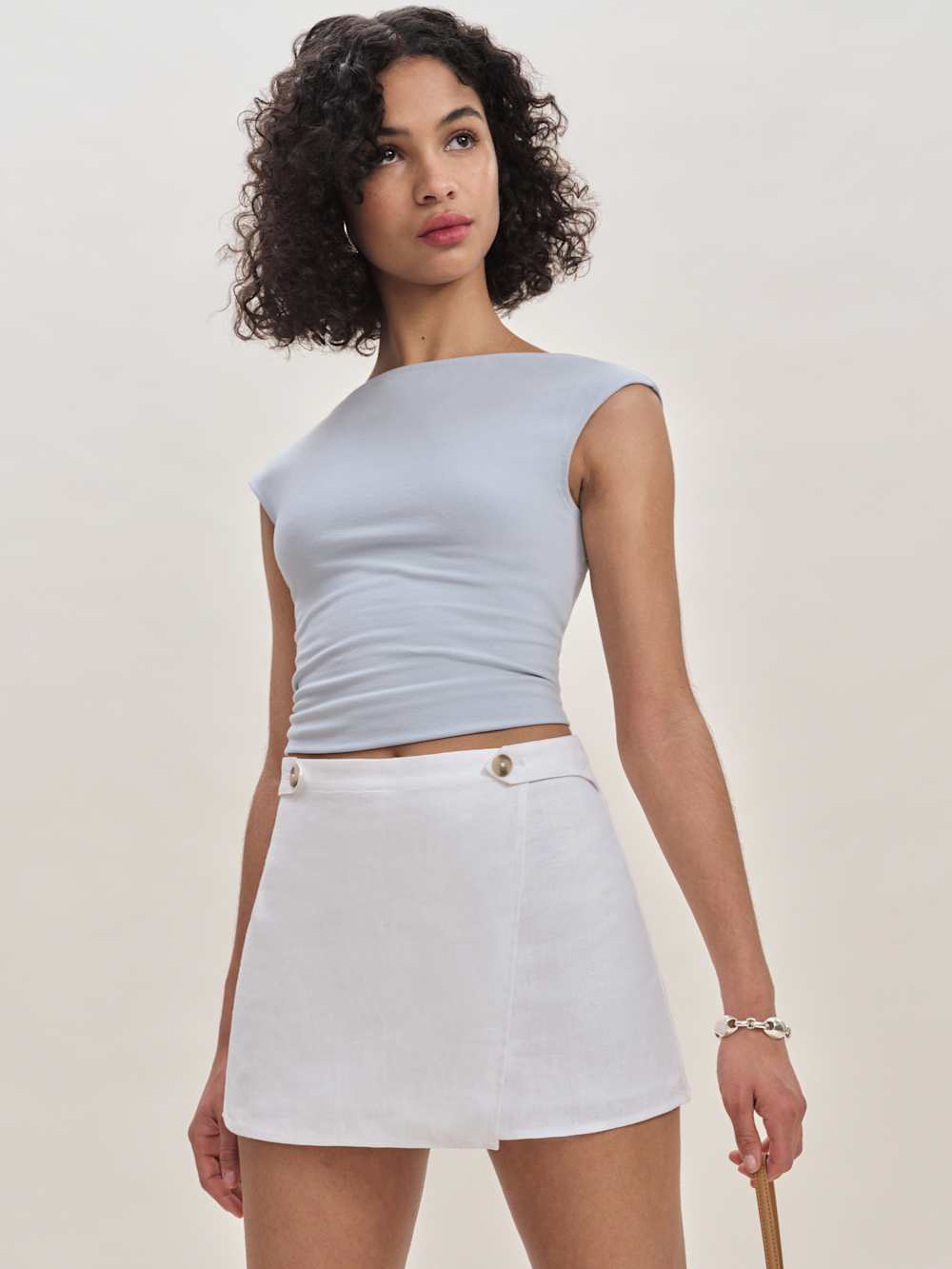 Reformation Clover Linen Micro Skort - White