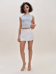 Reformation Clover Linen Micro Skort - White