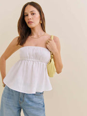 Reformation Inez Linen Top - White