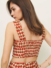 Reformation Jasmine Linen Top - Fresh Tomato