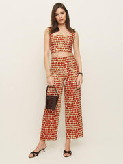 Reformation Jasmine Linen Top - Fresh Tomato