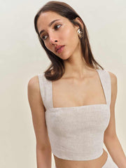 Reformation Jasmine Linen Top - Oatmeal