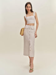 Reformation Jasmine Linen Top - Oatmeal