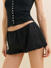 Reformation Luna Linen Bloomer Short - Black
