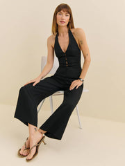 Reformation Sofia Linen Jumpsuit - Black