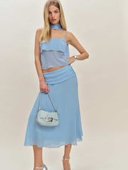 Reformation Petites Olivia Low Waist Skirt - Ice Water