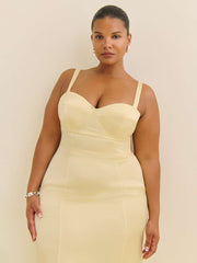 Reformation Britney Satin Dress Es - Buttercup
