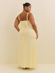Reformation Britney Satin Dress Es - Buttercup