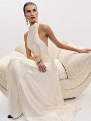 Reformation Roy Satin Dress - Fior Di Latte