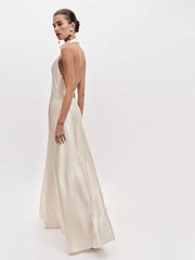Reformation Roy Satin Dress - Fior Di Latte