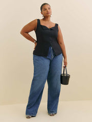 Reformation Viola Linen Top Es - Black