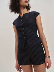 Reformation Lola Knit Two Piece - Navy Pinstripe