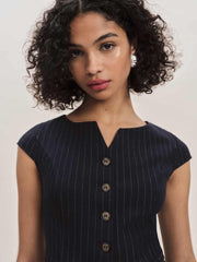 Reformation Lola Knit Two Piece - Navy Pinstripe