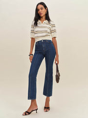 Reformation Mia High Rise Vintage Ankle Bootcut Jeans - Cleary Pintuck
