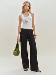 Reformation Petites Vida Linen Low Rise Pant - Black