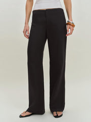 Reformation Petites Vida Linen Low Rise Pant - Black