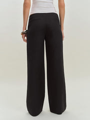 Reformation Petites Vida Linen Low Rise Pant - Black