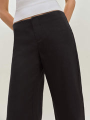 Reformation Petites Vida Linen Low Rise Pant - Black