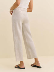 Reformation Petites Joni Linen Cropped Pant - Oatmeal