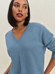 Reformation Remi Cashmere V Neck - Bluebell