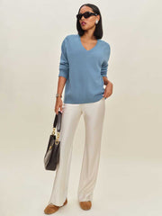 Reformation Remi Cashmere V Neck - Bluebell