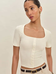 Reformation Kaiden Knit Top - Fior Di Latte