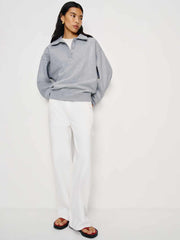 Reformation Nico Classic Polo Sweatshirt - Heather Grey